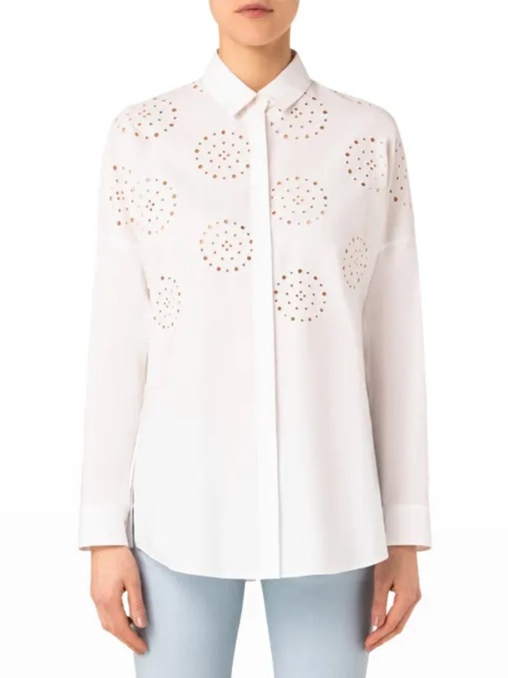 Akris punto Medallion Eyelet Embroidered
Blouse